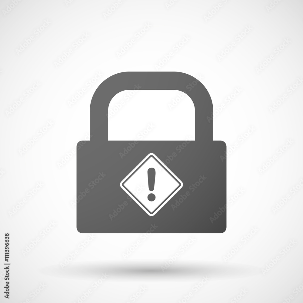 Isolated lock pad icon with a warning road sign Isolated lock pad icon with a warning road sign