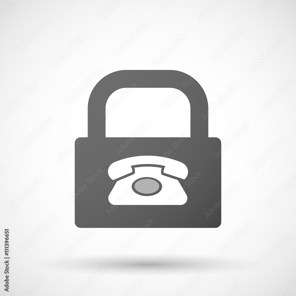 Isolated lock pad icon with a retro telephone sign Isolated lock pad icon with a retro telephone sign