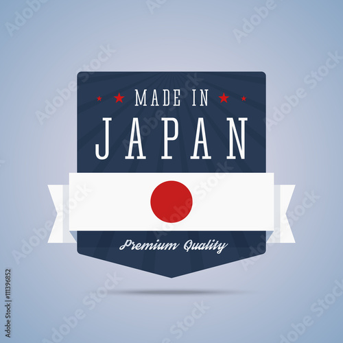 Made in Japan badge with Japan flag.