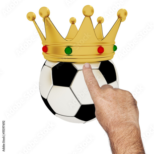 Hand with crowned ball, 3D Illustration
