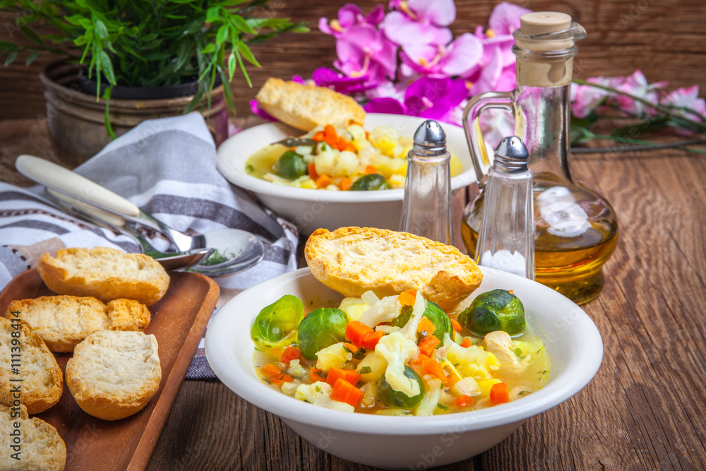 Bowl of minestrone soup. Bowl of minestrone soup.