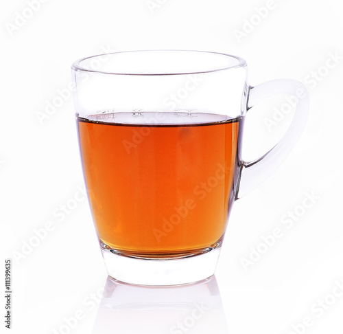 Glass of tea isolated on white background