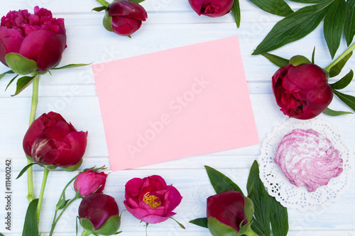 card with peonies