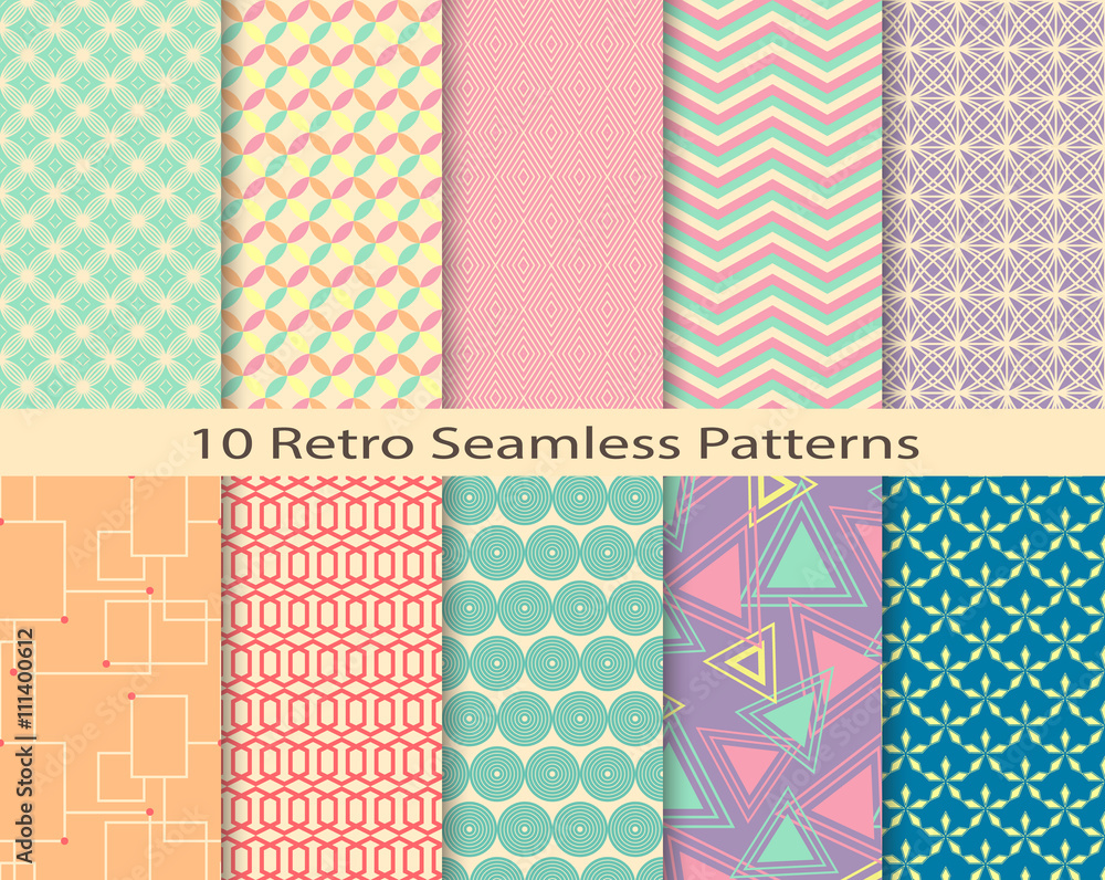 Retro patterns, seamless patterns,Pattern Swatches, vector, Endless texture can be used for wallpaper, pattern fills, web page,background,surface 
