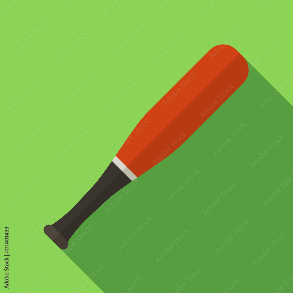 Vector illustration. Icon of toy baseball bat in flat design with shadow effect Vector illustration. Icon of toy baseball bat in flat design with shadow effect