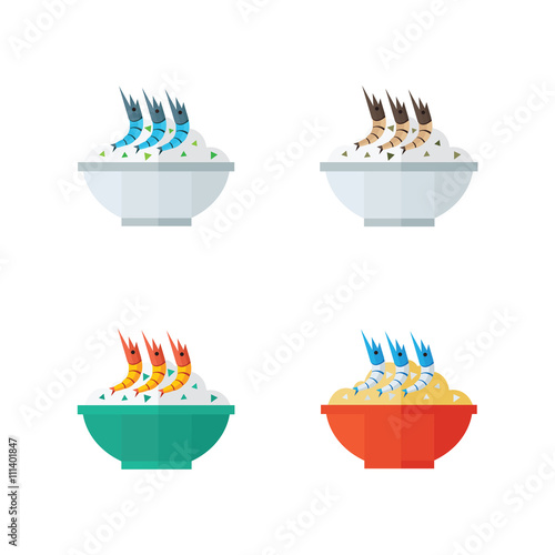 rice and shrimp vector