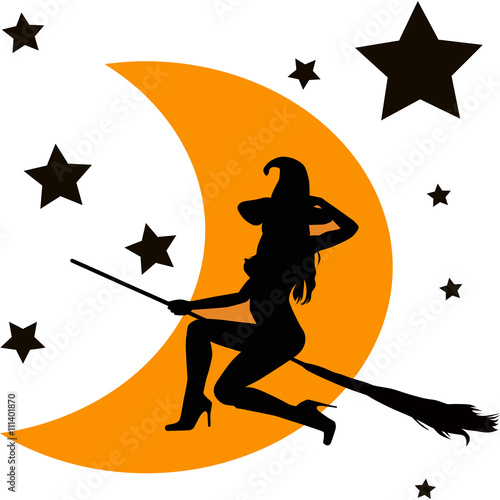 Witch broom moon white background