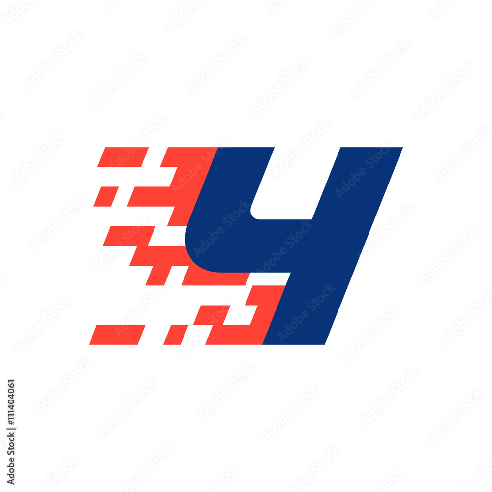 Fotografie Number four logo. Number with abstract checkered flag.
