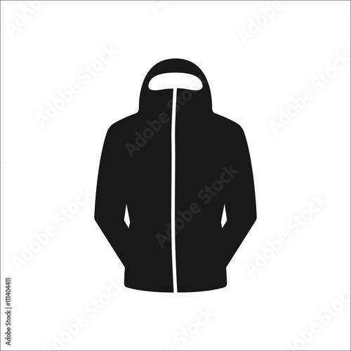 Tourist hiking jacket coat sign simple icon on background