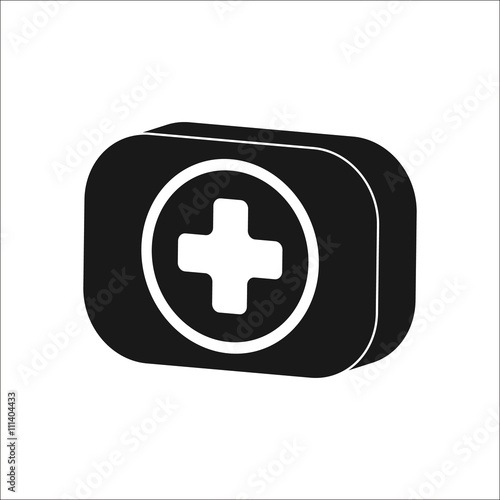 First aid kit box sign simple icon on background