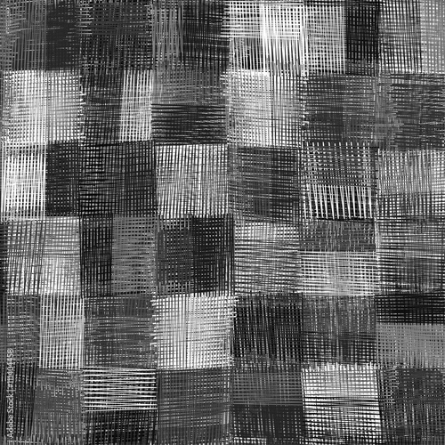 Checkered grunge striped guilt seamless pattern in black and whi