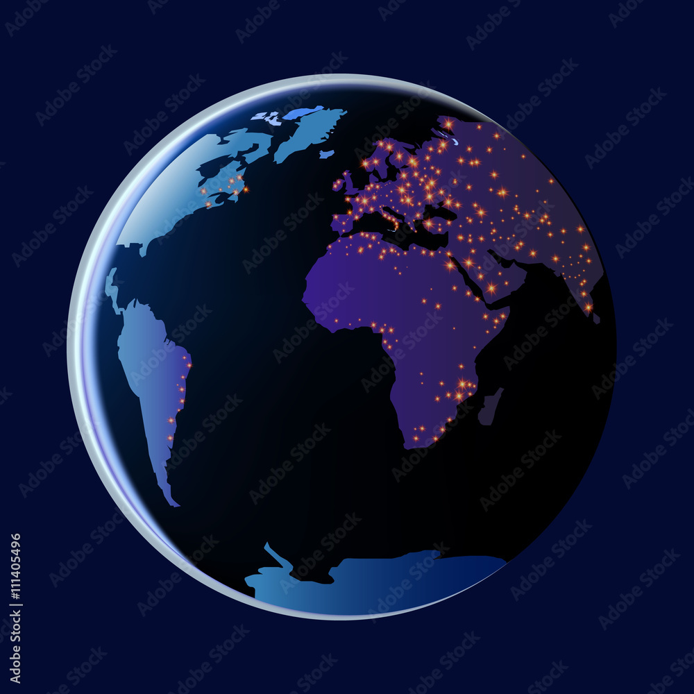 View of the earth from space with fire vector illustration