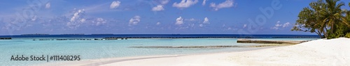 Panorama of tropical beach, travel vacation background © czamfir