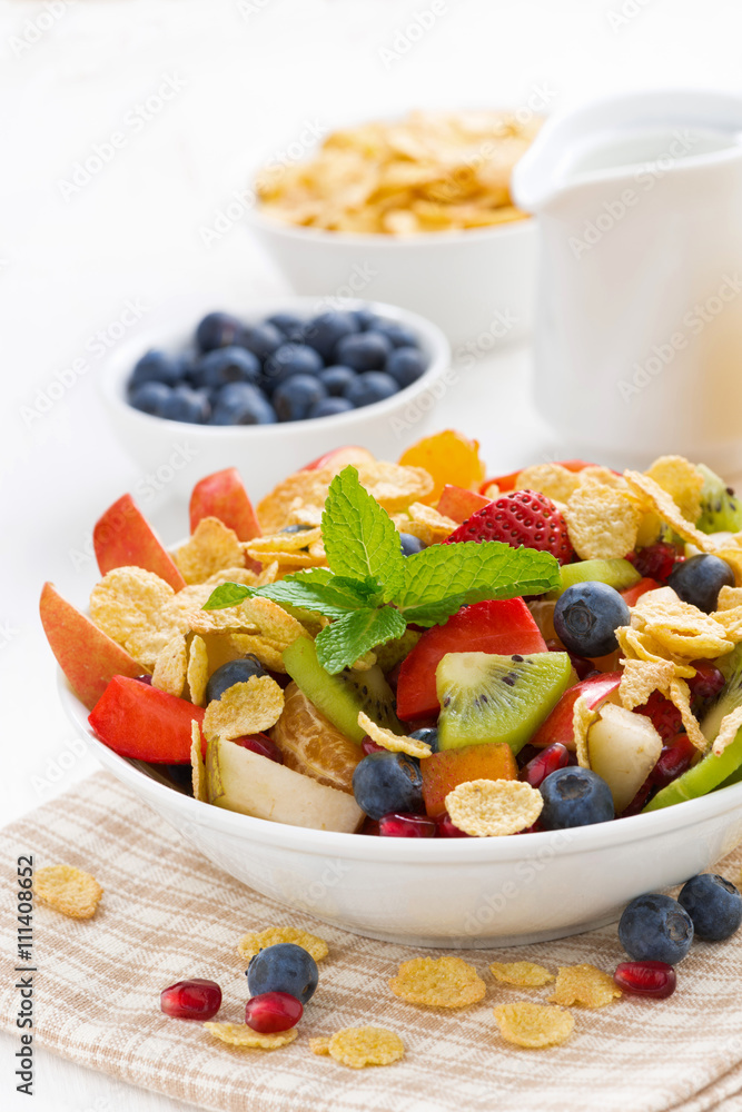 Fruit and berry salad for breakfast, close-up Fruit and berry salad for breakfast, close-up