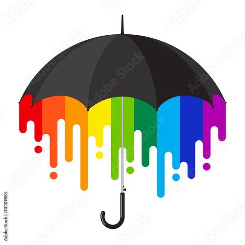 rainbow black umbrella