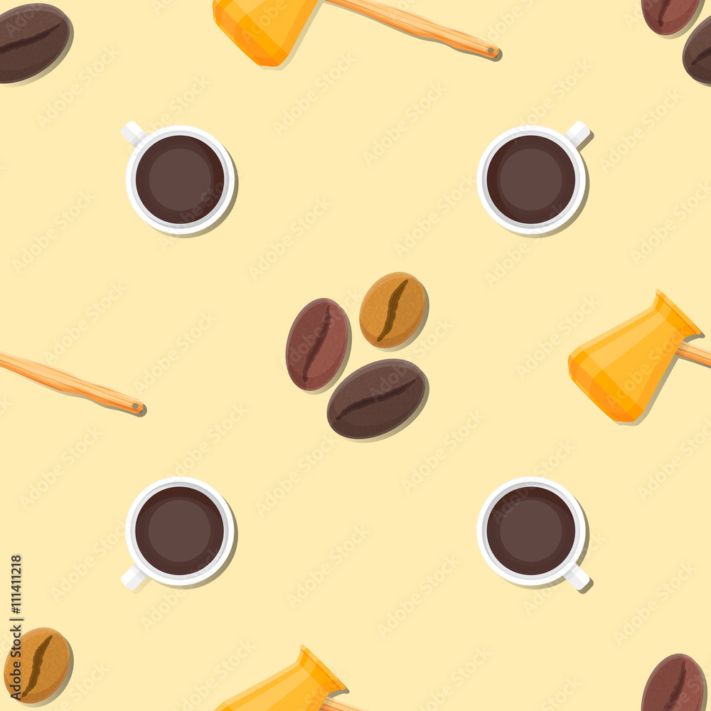 Obraz premium coffee barista deco seamless pattern.