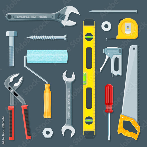 remodel construction tools illustration set.