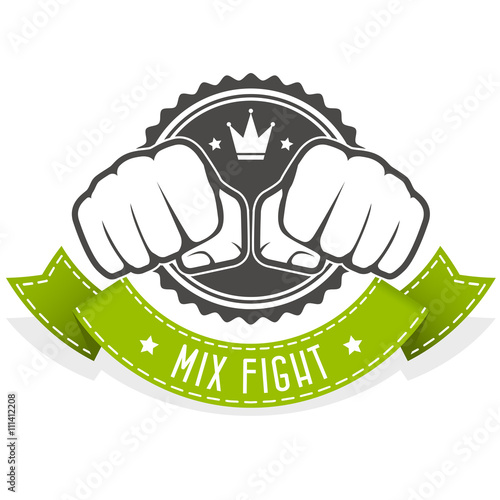 Mix Fight club emblem with two fists and banner