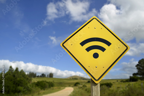 Wifi access road sign concept in rural area