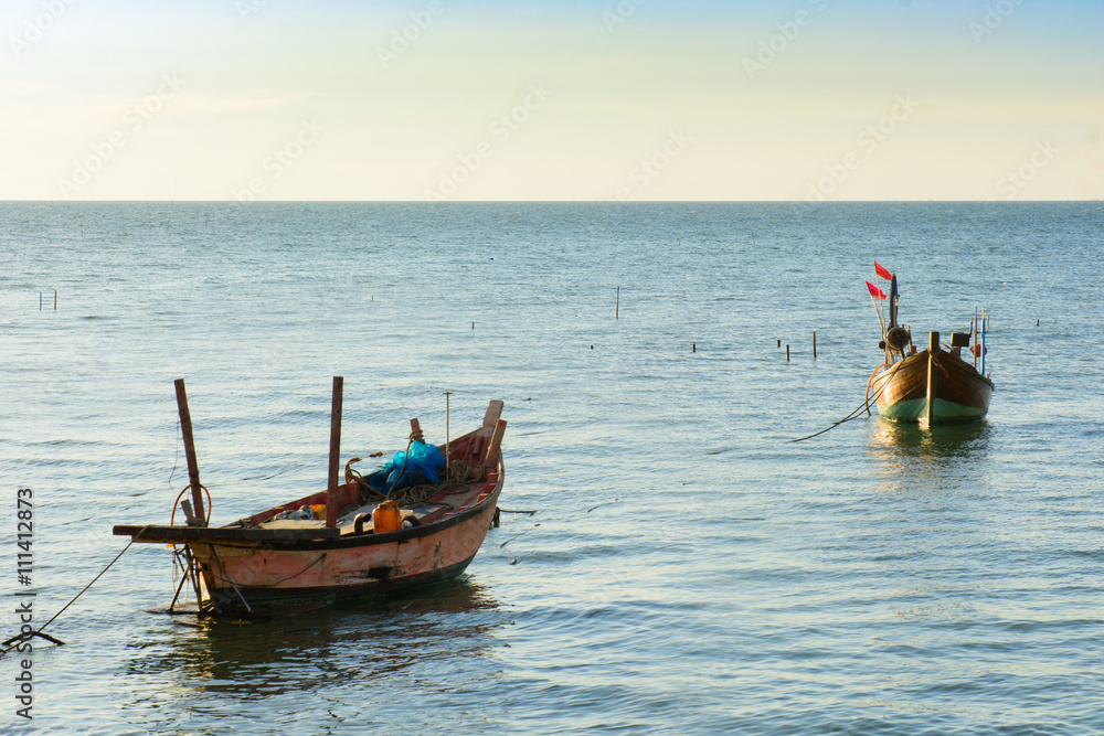 Small wooden fishing boat in Thailand Small wooden fishing boat in Thailand