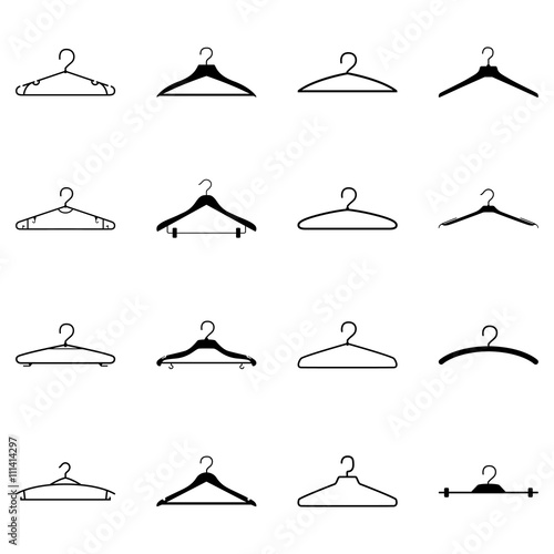 Set of black clothing hangers, vector illustration