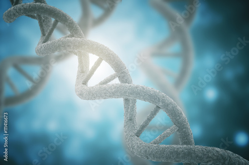 DNA closeup blue background