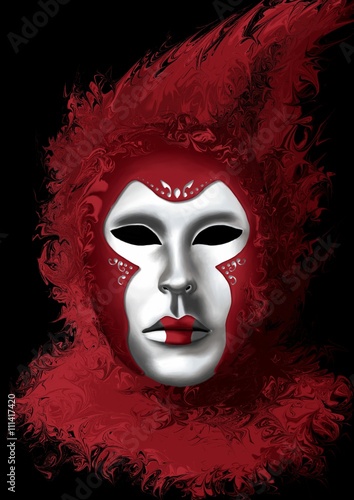 Fototapeta Naklejka Na Ścianę i Meble -  masque de carnaval de Venise rouge