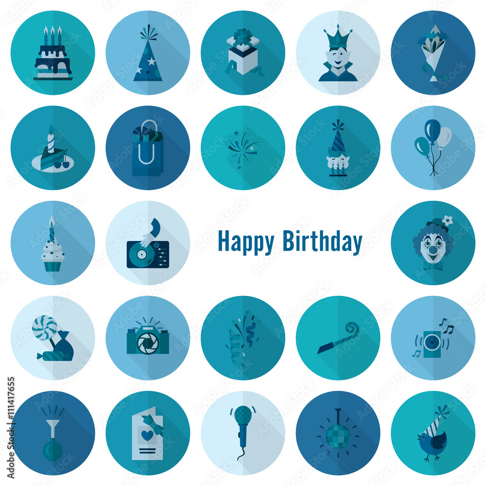 Happy Birthday Icons Set Happy Birthday Icons Set