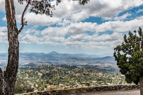 View of mountain range in San Diego, California as seen from Mt. Helix Park in La Mesa. 