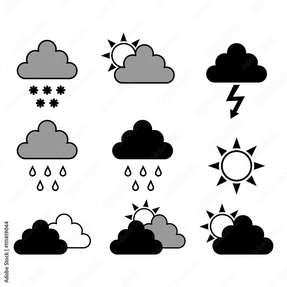 Weather icons on white background Weather icons on white background
