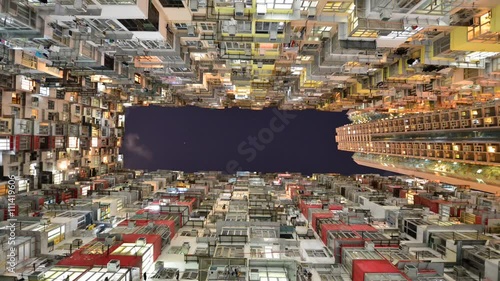 Time-lapse of Old Apartment with Moving Cloud in Hong Kong