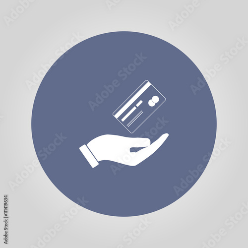 Bank credit card with hand, vector illustration. Flat design style