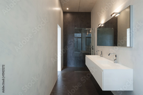 Interior  bathroom with sink and shower