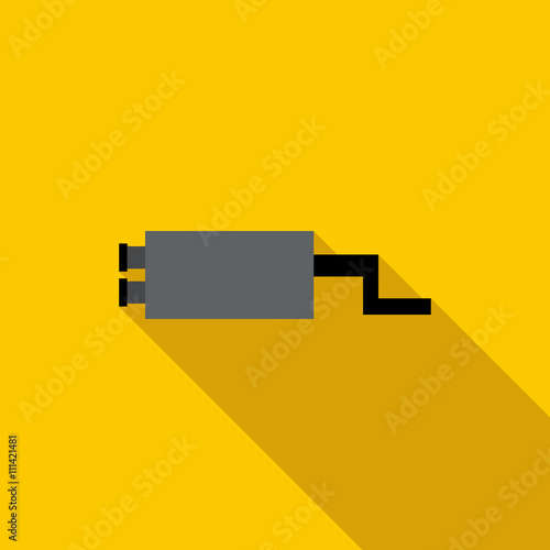 Metal silencer car icon, flat style