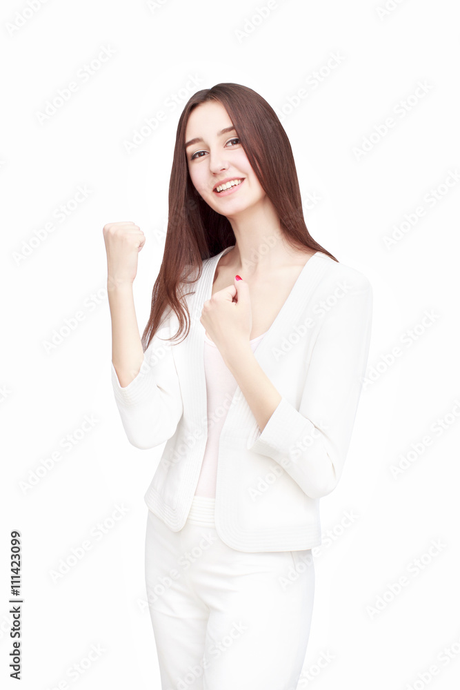 Happy young woman isolated on white background Happy young woman isolated on white background