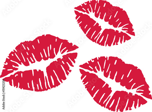 Triple of red kisses