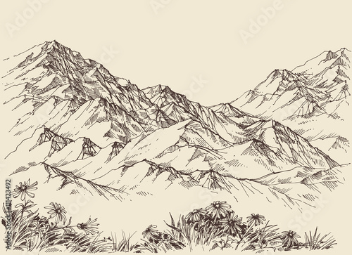Mountain peaks, altitude landscape