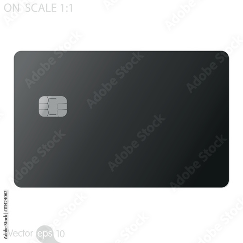 Black credit card on white background