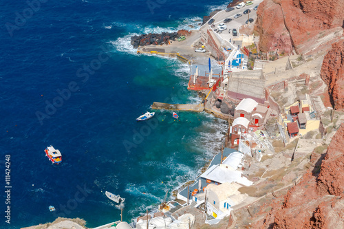 Oia. Aerial view of the Old Harbour.