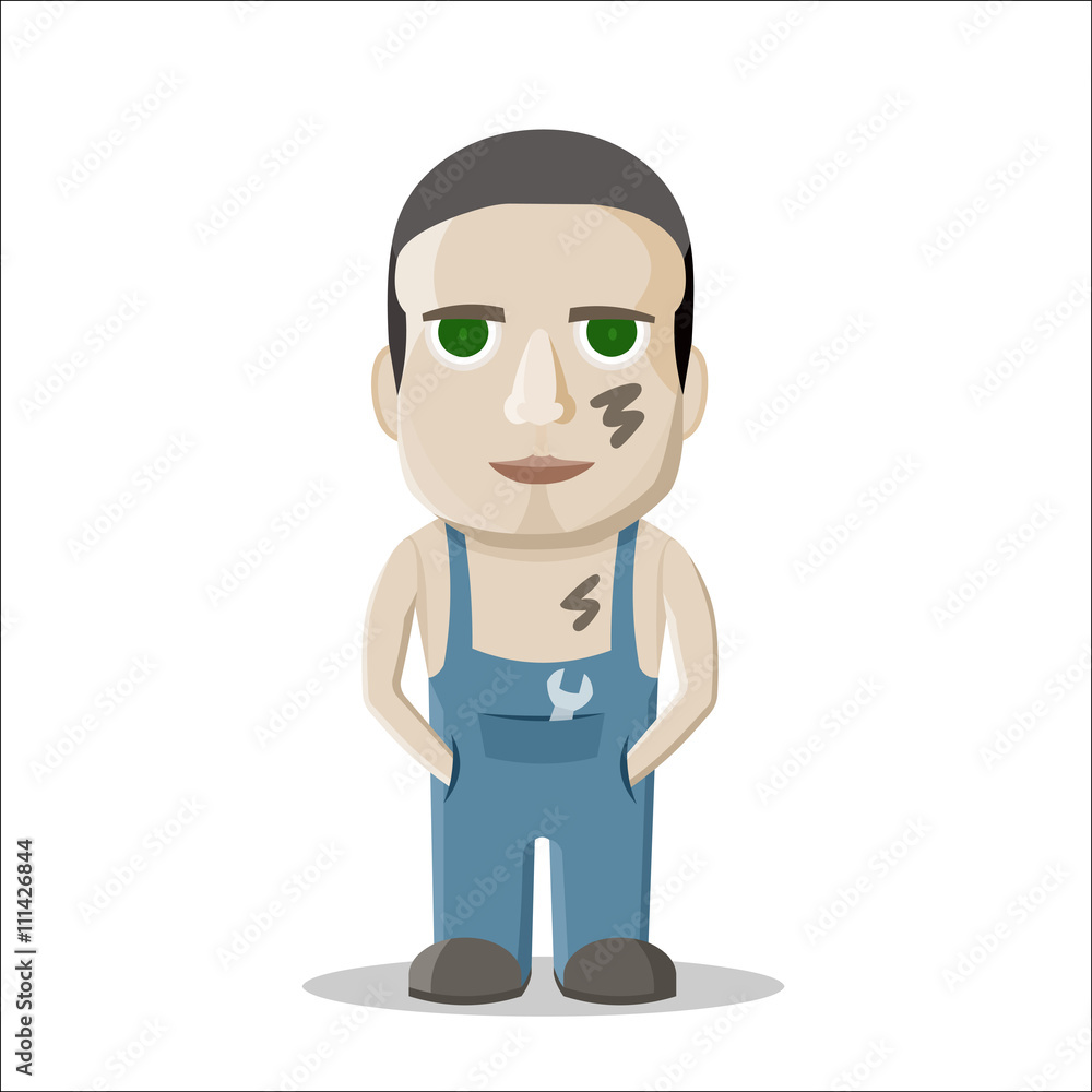 Cartoon mechanic on white background. Vector illustration. Cartoon mechanic on white background. Vector illustration.