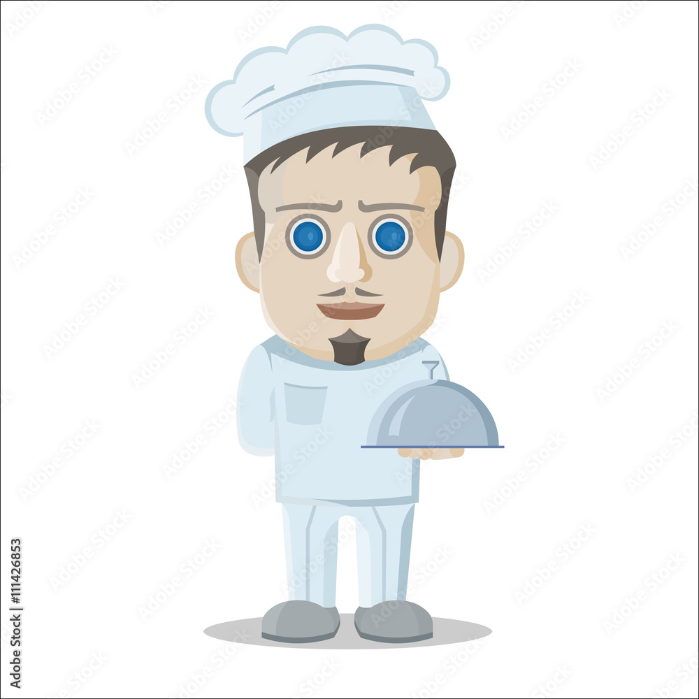 Cartoon cook on white background. Vector illustration. Cartoon cook on white background. Vector illustration.