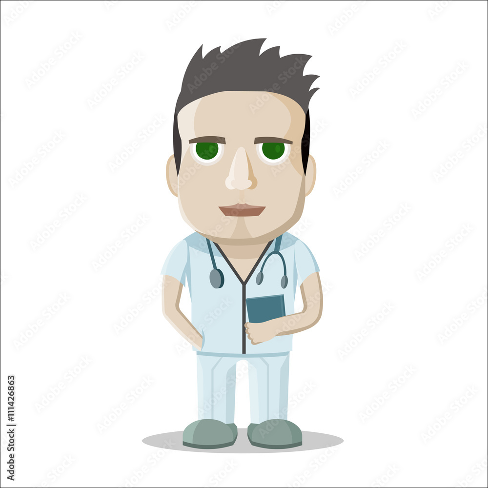 Cartoon doctor on white background. Vector illustration. Cartoon doctor on white background. Vector illustration.
