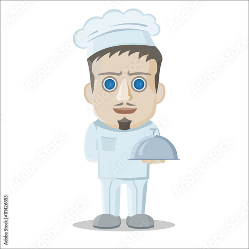 Cartoon cook on white background. Vector illustration.