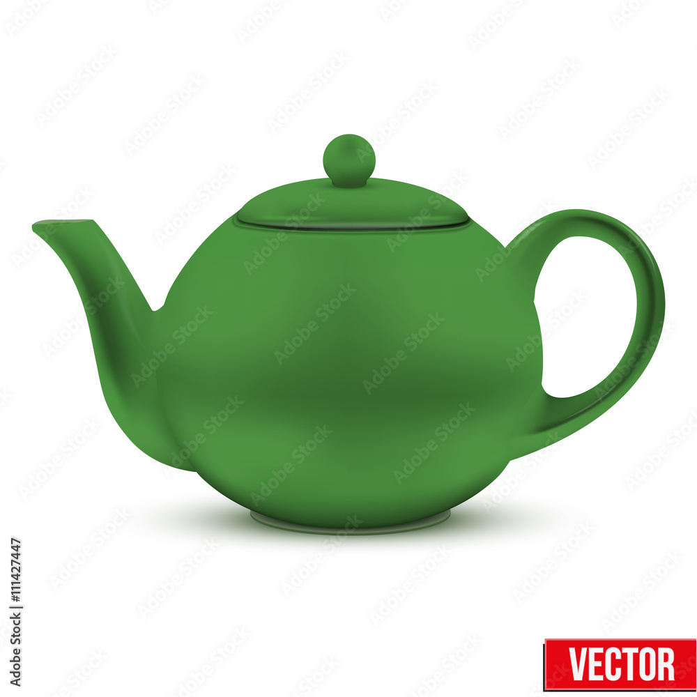 Green ceramic teapot. Vector illustration. Green ceramic teapot. Vector illustration.