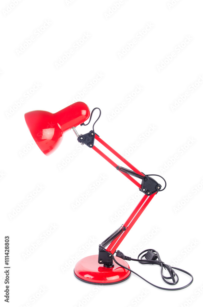 Red table top adjustable lamp isolated on white Red table top adjustable lamp isolated on white
