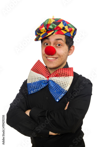 Funny clown isolated on white background