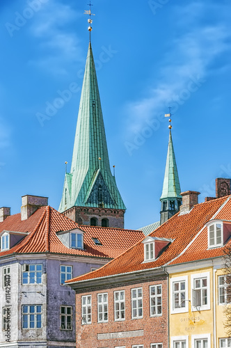 Helsingor Church Behind Buildings