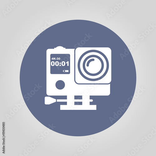 Action camera outline monochrome icon. Extreme cam