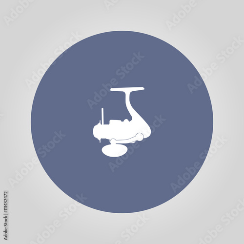 The isolated silhouettes of fishing reels spinning on a white background.