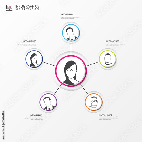 Abstract colorful circles with people icons. Infographic. Vector